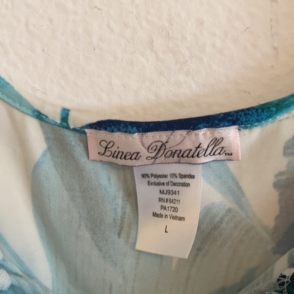 LINEA DONATELLA BLUE FLORAL TANK TOP SIZE LARGE - Picture 2 of 3